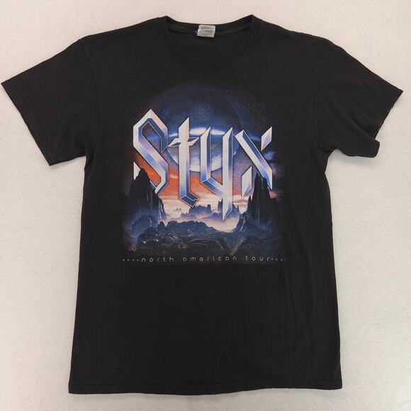 Styx North American Tour Band Short Sleeve Crew Neck Shirt Mens Size M Black - Picture 2 of 9